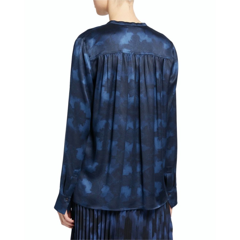 Vince Winter Tie Dye Silk Blouse Hydra Size 8 - Picture 9 of 10